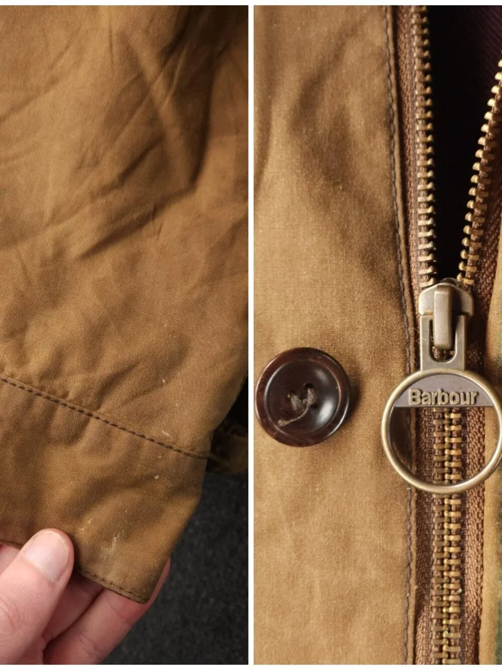 Barbour TOLK Sample Medium Light Brown Waxed Cotton Jacket Men Insulated Coat